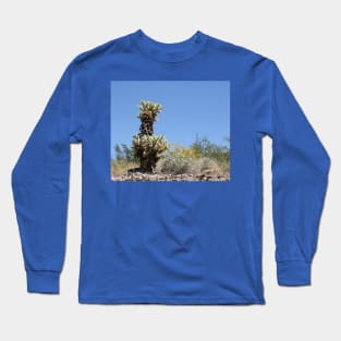 Cactus and Yellow Flowers in the rocky Desert Long Sleeve T-Shirt